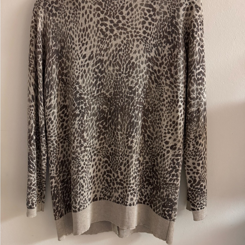Talbots Leopard Print Cashmere Blend Button-Up Ca… - image 3